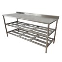 Ver imagem 1 de Mesa Aço Inox Profissional 190x70x90 cm com 2 Prateleiras Fenestradas com Espelho Nortinox