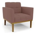 Ver imagem 2 de Poltrona Decorativa Karen Pés Fixo em Madeira Castanho Veludo Rose G19 - Gran Belo