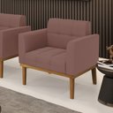 Ver imagem 1 de Poltrona Decorativa Karen Pés Fixo em Madeira Castanho Veludo Rose G19 - Gran Belo