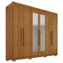 Ver imagem 3 de Guarda Roupa Casal com Pés e Espelho 6 Portas 6 Gavetas 100% MDF Itália Plus Marrom/Cinamomo