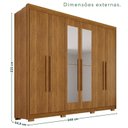 Ver imagem 4 de Guarda Roupa Casal com Pés e Espelho 6 Portas 6 Gavetas 100% MDF Itália Plus Marrom/Cinamomo