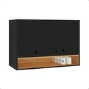 Ver imagem 1 de Armário Suspenso Aéreo 3 Portas com Nicho Organizador Jéssica - Preto / Cinamomo