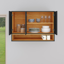 Ver imagem 3 de Armário Suspenso Aéreo 3 Portas com Nicho Organizador Jéssica - Preto / Cinamomo