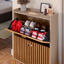 Ver imagem 5 de Sapateira Vertical Estreita Gavetas Basculante Porta 12 Pares Calçados Sapateiro Quarto Hall Entrada