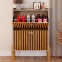 Ver imagem 3 de Sapateira Vertical Estreita Gavetas Basculante Porta 12 Pares Calçados Sapateiro Quarto Hall Entrada