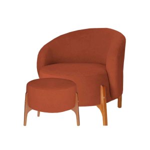 Poltrona Decorativa Luxo com Puff Ariela Bouclê Ds Home