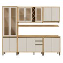 Ver imagem 2 de Armário de Cozinha Modulada com Balcão e Tampo 13 Portas 3 Gavetas Pérola Premium 100% Mdf Vidro Ref