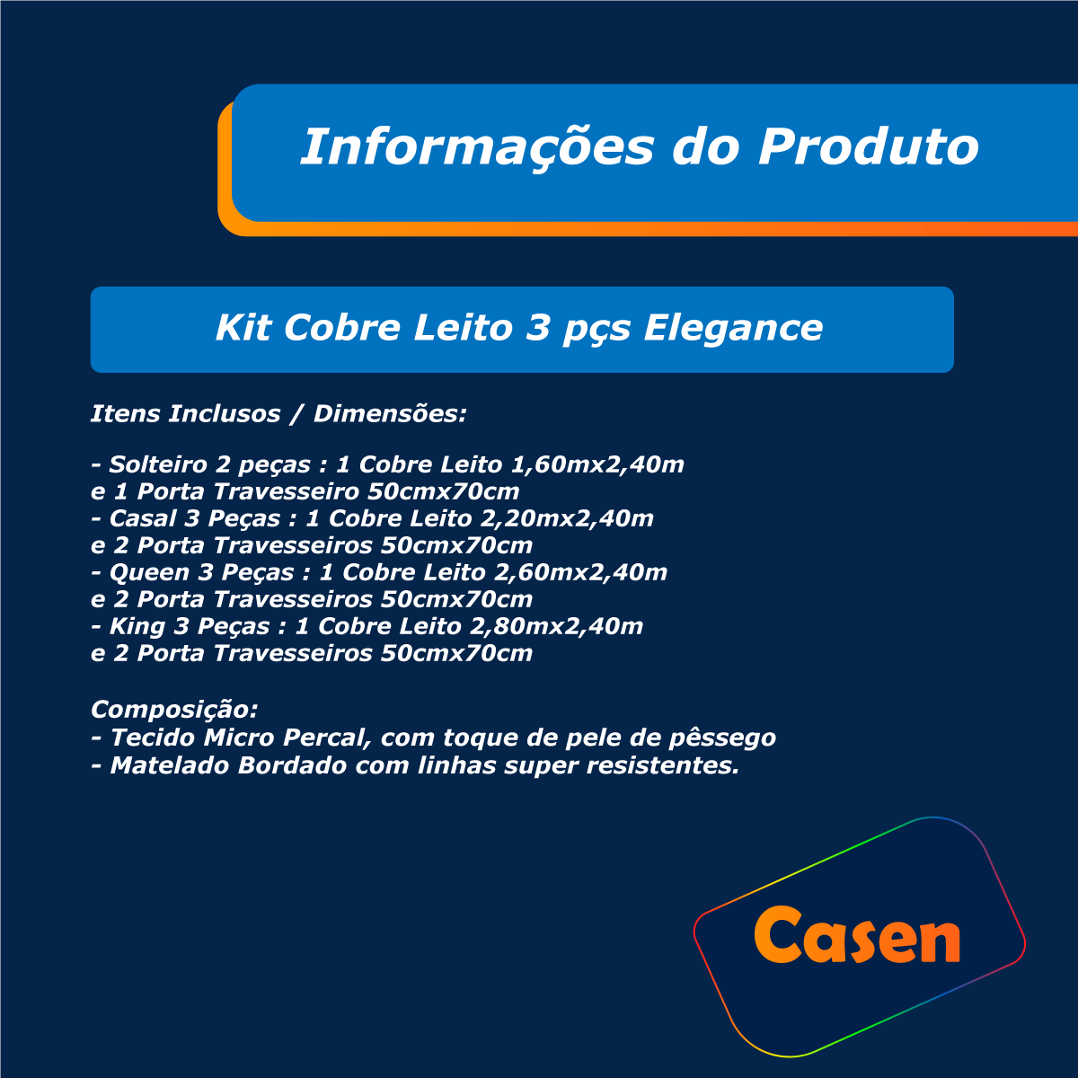 Kit Colcha Elegance Percal 200 fios 3pçs Casal Queen Casen Cor:Cinza - 6