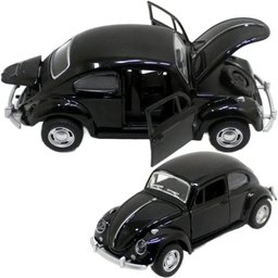 Super Carrinho de Ferro Fusca Preto Clássico 1/32 Miniatura Coleção - 5