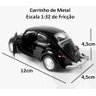 Super Carrinho de Ferro Fusca Preto Clássico 1/32 Miniatura Coleção - 2