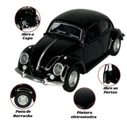 Super Carrinho de Ferro Fusca Preto Clássico 1/32 Miniatura Coleção - 4