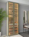 Ver imagem 1 de Cristaleira Torre Modulo Estante Bar Adega LED Pés Ladisa Cor:Off White/Bronze