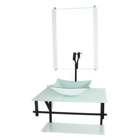 GABINETE DE VIDRO PARA BANHEIRO 60CM AP CUBA QUADRADA BRANCO FULL