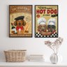 Kit 2 Quadros Cozinha Dachshund 33x24cm - com Vidro:madeira Branca - 1