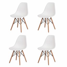 Conjunto Mesa Redonda Eiffel 70cm com 4 Cadeiras Eiffel Branca - 4