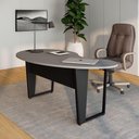 Ver imagem 1 de Mesa para Escritório Mesa Linear Orgânica sem Gavetas 175cm Cinza Sagrado com Preto F5 Office