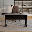 Ver imagem 4 de Mesa para Escritório Mesa Linear Orgânica sem Gavetas 175cm Cinza Sagrado com Preto F5 Office