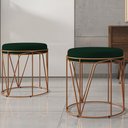 Ver imagem 2 de Kit 03 Puffs Decorativo Aramado Bronze Zaya L02 Suede Verde Musgo - Lyam Decor