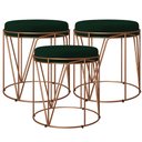 Ver imagem 1 de Kit 03 Puffs Decorativo Aramado Bronze Zaya L02 Suede Verde Musgo - Lyam Decor