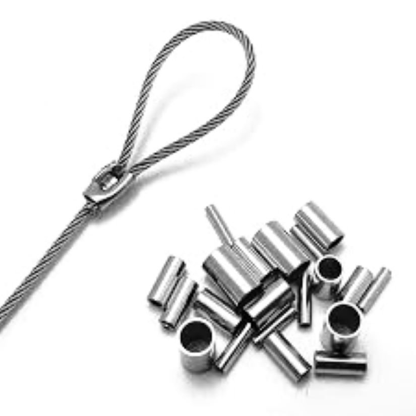 Conexão/anilha/luva número 2 em metal niquelado para cabo de aço de pesca - 5