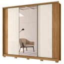 Ver imagem 1 de Guarda Roupa Casal 3 Portas de Correr 260 Cm com Espelho Nevada Freijo Off White Moval