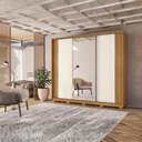 Ver imagem 3 de Guarda Roupa Casal 3 Portas de Correr 260 Cm com Espelho Nevada Freijo Off White Moval