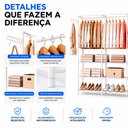 Ver imagem 3 de Arara Cabideiro com Sapateira e 10 Prateleiras 4 Colunas Branco Armário Organizador Quádruplo para C