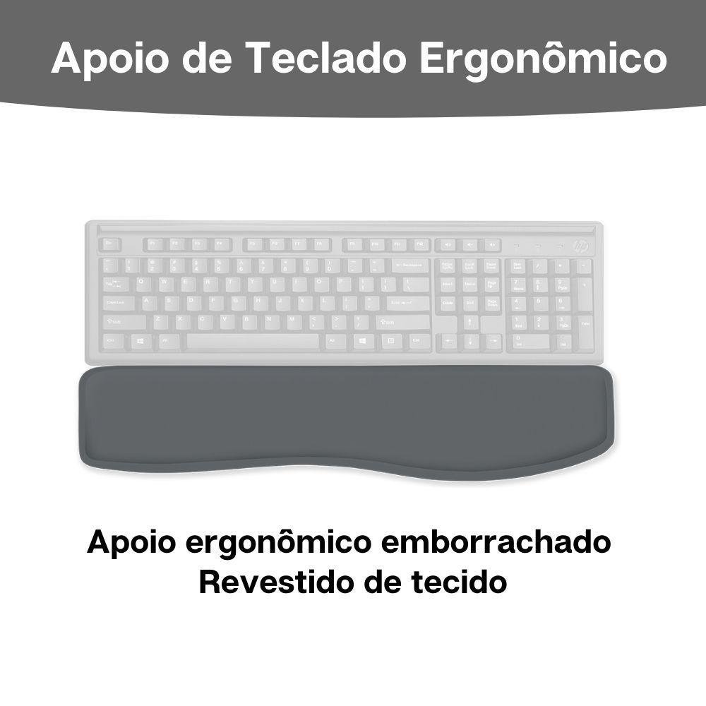 Kit 05x Mousepad + Apoio Pulso P/ Teclado Ergonômico Cinza - 2