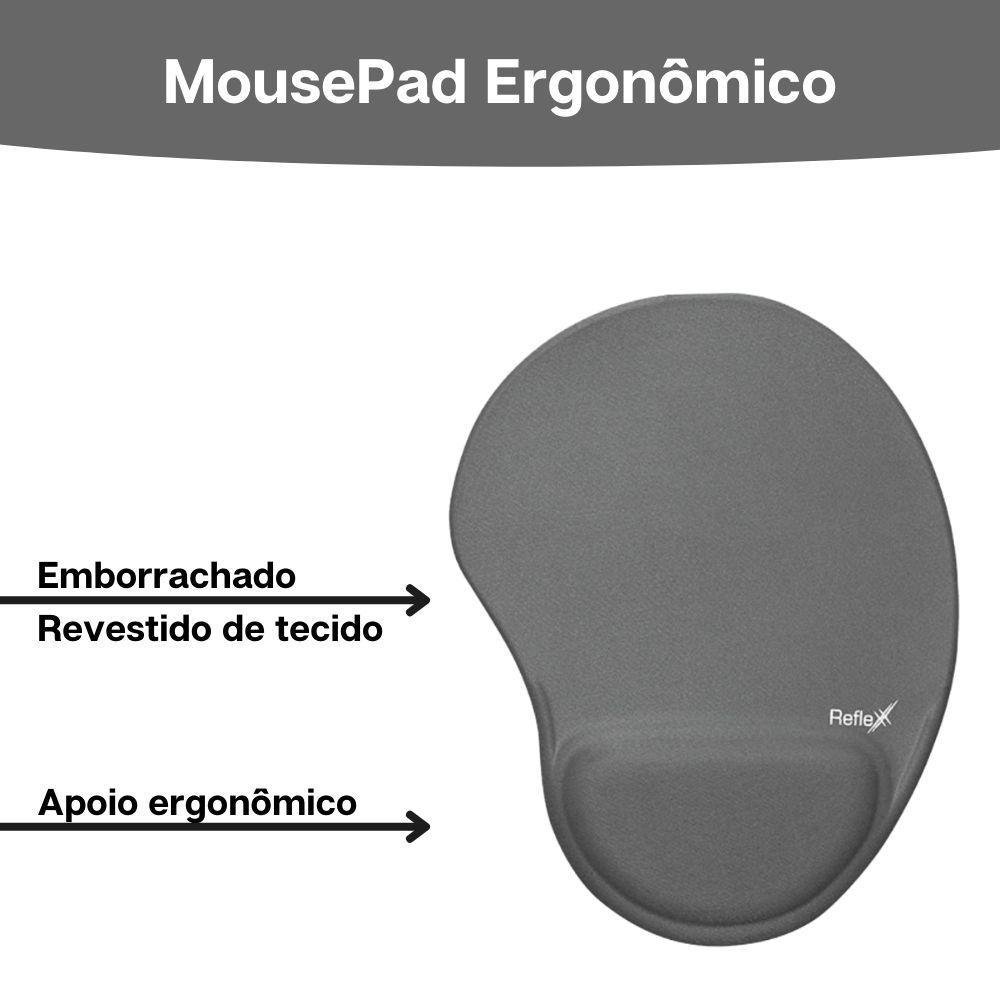 Kit 05x Mousepad + Apoio Pulso P/ Teclado Ergonômico Cinza - 4