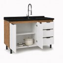 Ver imagem 2 de Gabinete de Cozinha Madeira 3 Gavetas 3 Portas 3165 1.94MT