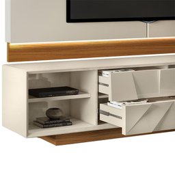 Rack Bancada e Painel para TV Domani Form 3D Off White Cinamomo Avelã – DJ Móveis - 2
