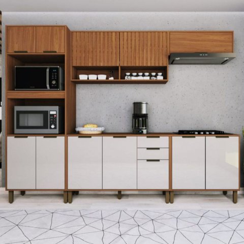 Cozinha Completa 5 Peças 12 Portas 2 Gavetas sem Tampo Indekes Paris