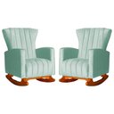 Ver imagem 1 de Kit 2 Poltronas Estofada Balanço Melinda Veludo Acqua