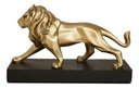 Ver imagem 1 de Decoração Escultura Leão Poliresina Dourado Base Mart 17818
