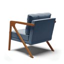 Ver imagem 5 de Poltrona Suede Azul Marinho Base De Madeira Castanho