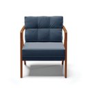 Ver imagem 7 de Poltrona Suede Azul Marinho Base De Madeira Castanho