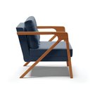 Ver imagem 6 de Poltrona Suede Azul Marinho Base De Madeira Castanho