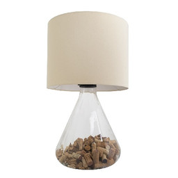 Abajur Vetro Lais Base Vidro Transp. Cupula Linho Cru 1xe27 Madelustre - 1