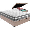 Ver imagem 1 de Cama Box Baú Bege e Colchão Berlim Molas Ensacadas Casal Probel