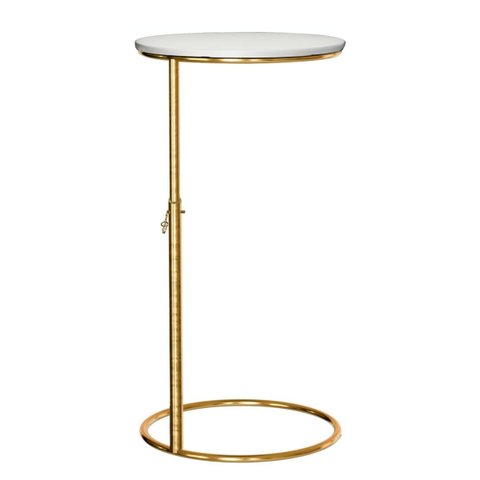 Mesa Apoio Sofá Tampo Mdf Redondo Mesinha Centro Sala Ferro:off White / Dourado