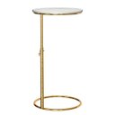 Ver imagem 1 de Mesa Apoio Sofá Tampo Mdf Redondo Mesinha Centro Sala Ferro:off White / Dourado