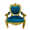 Ver imagem 3 de Par de Poltrona Verde Turquesa com Dourado Ideal para Sala Escritório Hall de Entrada 119x72x80