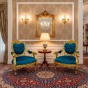 Ver imagem 2 de Par de Poltrona Verde Turquesa com Dourado Ideal para Sala Escritório Hall de Entrada 119x72x80