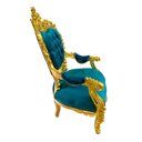 Ver imagem 5 de Par de Poltrona Verde Turquesa com Dourado Ideal para Sala Escritório Hall de Entrada 119x72x80