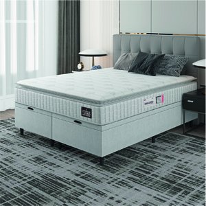Cama Box Baú Casal Queen Colchão Espuma D33 Pillow Top Van Gogh Branco Hellen