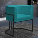 Ver imagem 2 de Kit 2 Poltronas Reforçada Decorativa Sala Nayara Base Ferro Preto Suede Azul Tifany