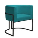 Ver imagem 4 de Kit 2 Poltronas Reforçada Decorativa Sala Nayara Base Ferro Preto Suede Azul Tifany