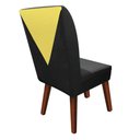 Ver imagem 2 de Kit 09 Cadeira Ana Pé Trapézio Suede Preto E Corino Amarelo