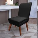 Ver imagem 4 de Kit 09 Cadeira Ana Pé Trapézio Suede Preto E Corino Amarelo