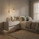 Ver imagem 2 de Mesa de Cabeceira Suspenso de Parede Eros 60cm Off White MDF 2 Gavetas